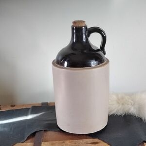Vintage Black and Cream Stoneware Jug